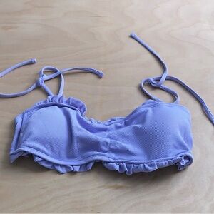 Hollister Swimwear Bikini Top Lilac Ruffle Womens Sz L.